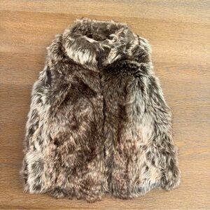 Starting Out Faux Fur Vest - Brown and Cream.